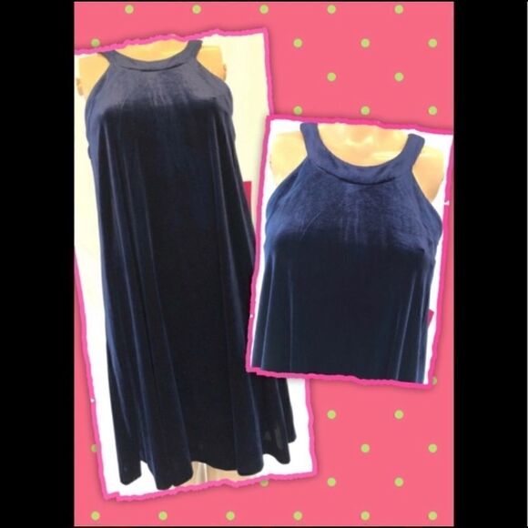 BETSEY JOHNSON BABYDOLL BLUE VELOUR DRESS 4 - Picture 1 of 6